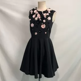 Glambattista Valliblack with 3D pink black flower top dress