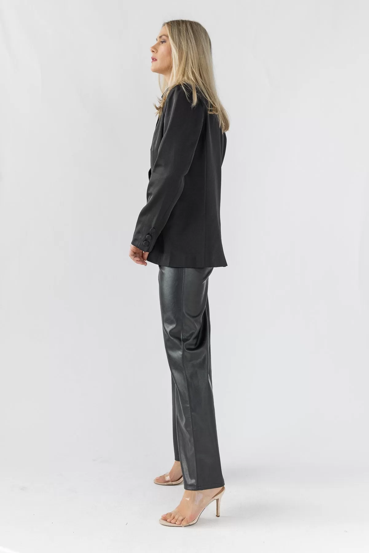 Glossy Nights Black Satin Blazer - Final Sale