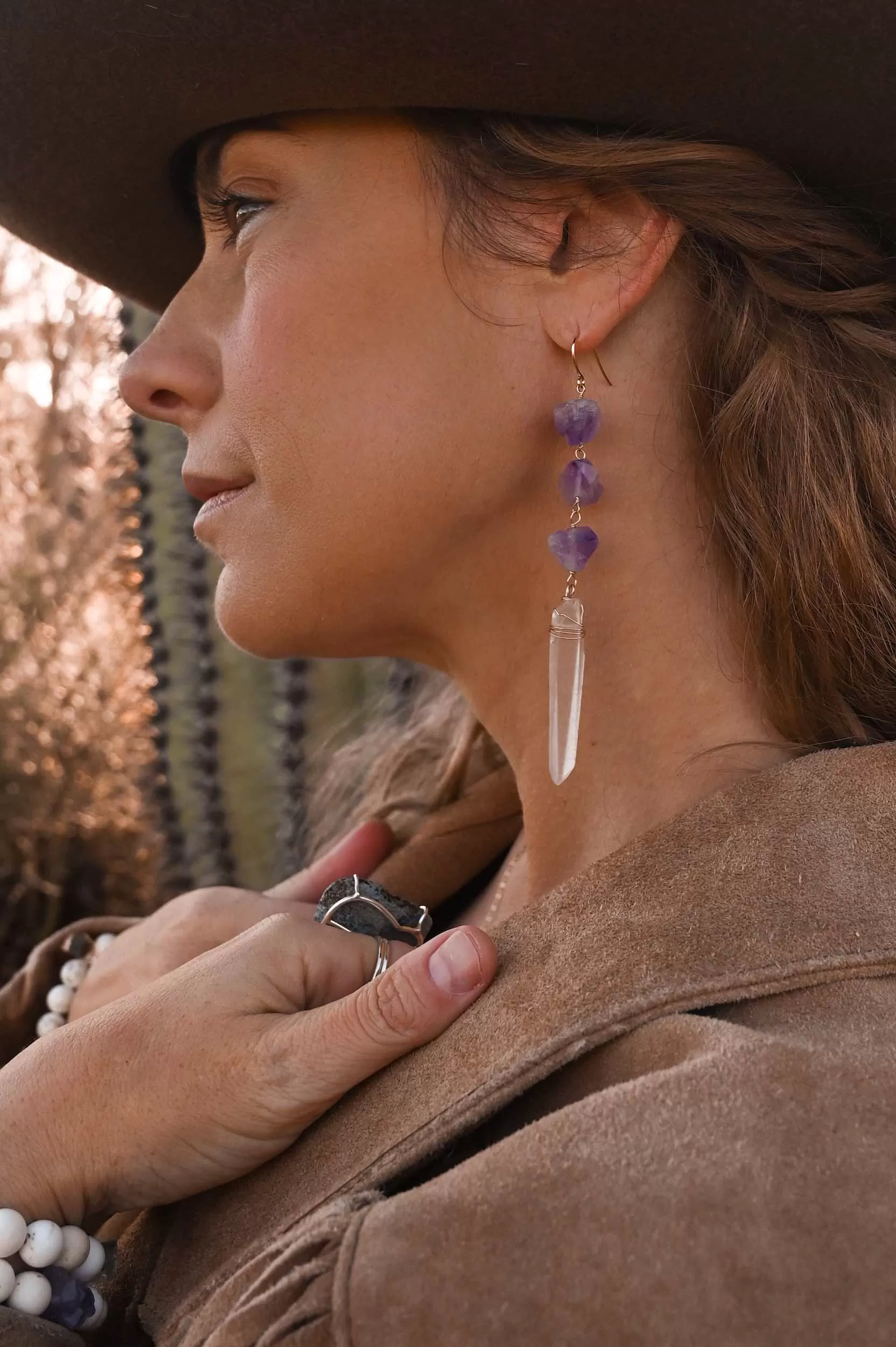 Goddess of Soul Amethyst Quartz Earrings