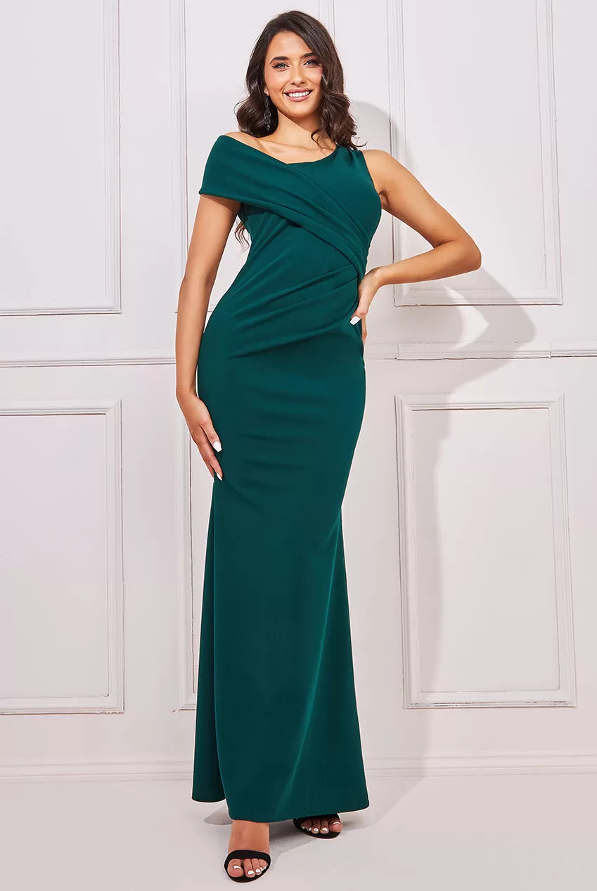 Goddiva Scuba Crepe Off The Shoulder Maxi