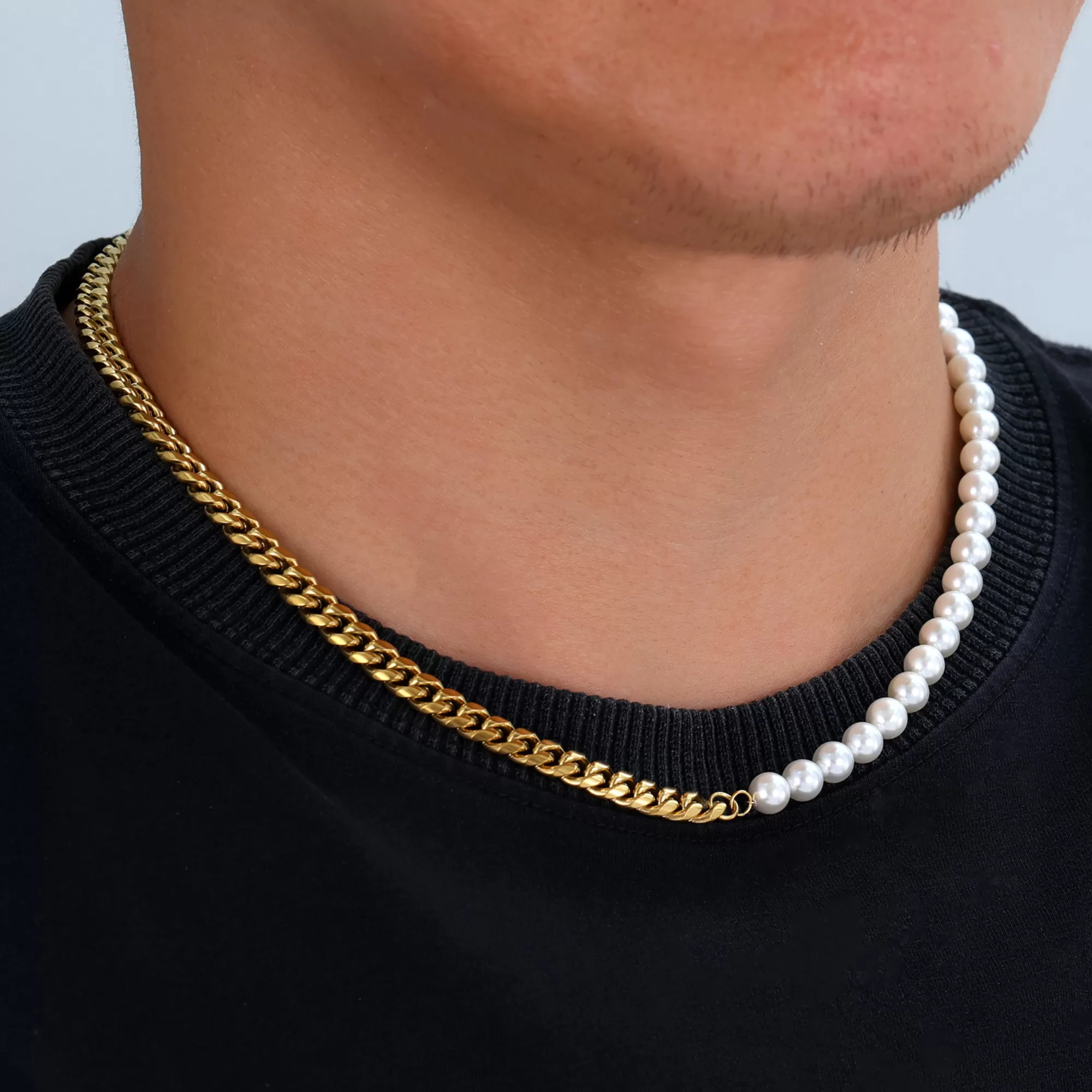 Half Pearl Half Gold Cuban (8MM)