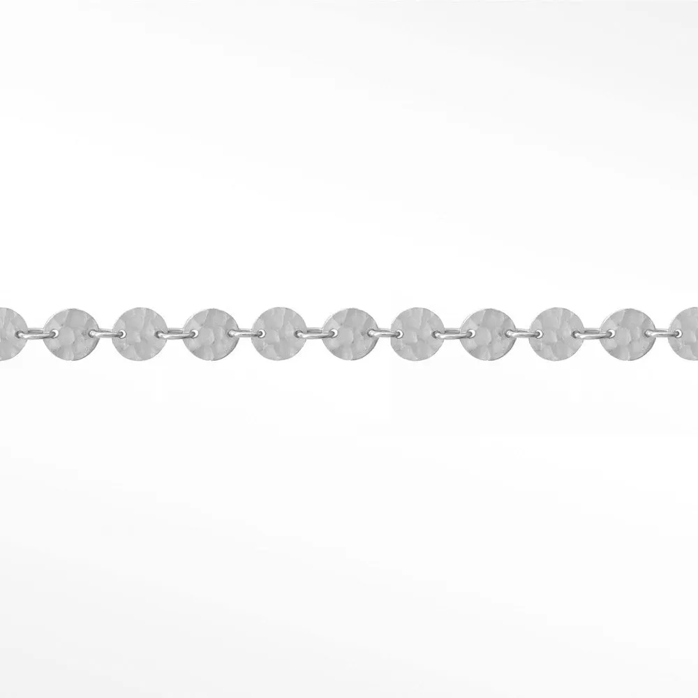 Hammer Round 3mm 14k White Gold Chain Designer Line for Permanent Jewelry Sold by the inch