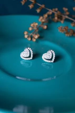 Heart In Heart Sterling Silver Stud Earrings