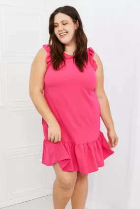 Heimish On The Daily Full Size Ruffle Mini Dress in Hot Pink