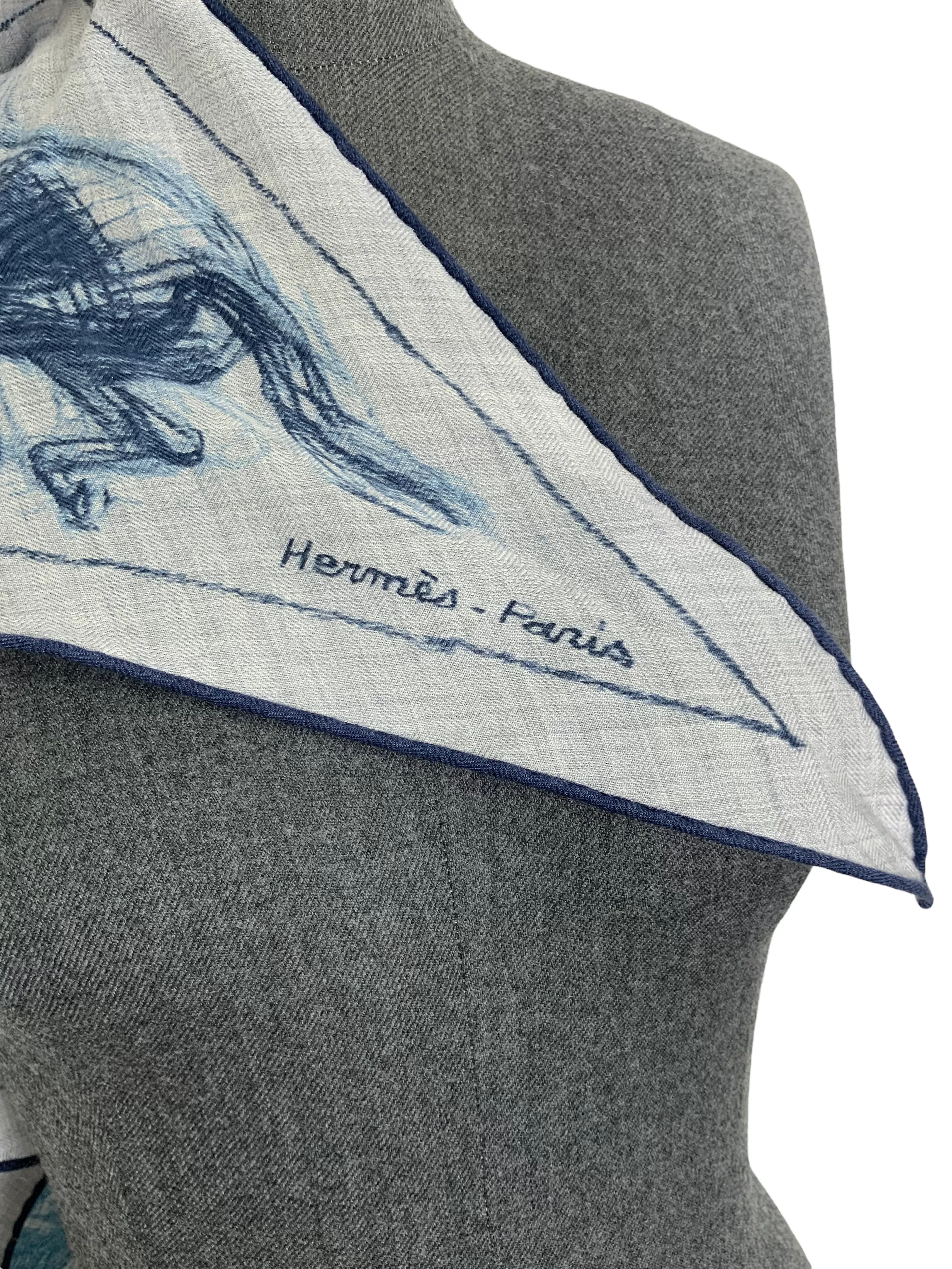 Hermes Losange Equestrian Cashmere Triangle Scarf