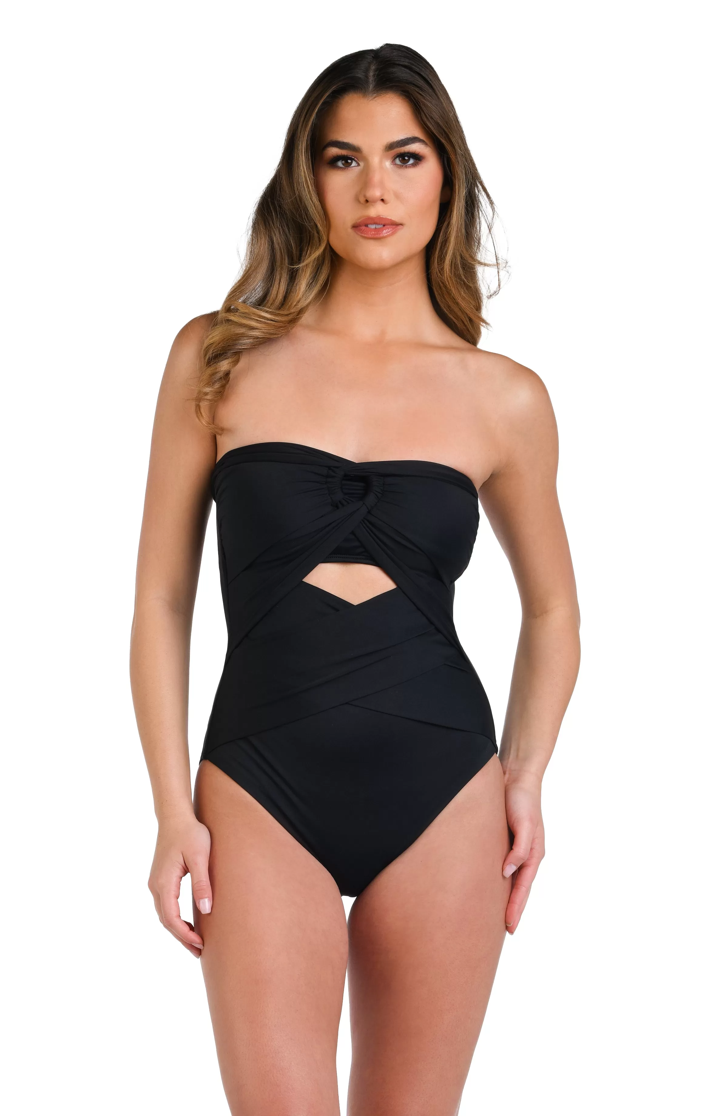 Island Goddess Convertible Draped Bandeau One Piece