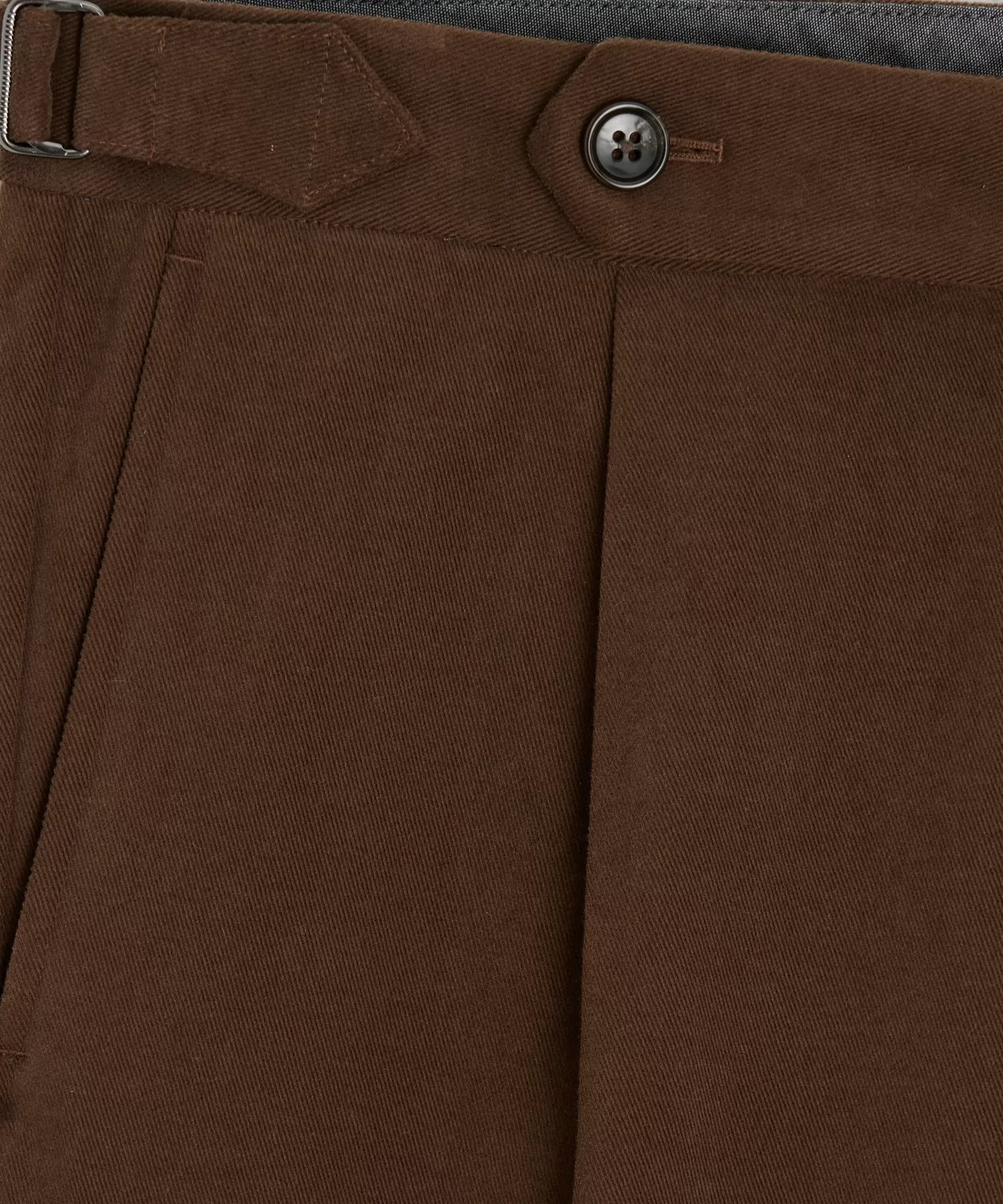 Italian Brushed Cotton Side Tab Trouser in Brown