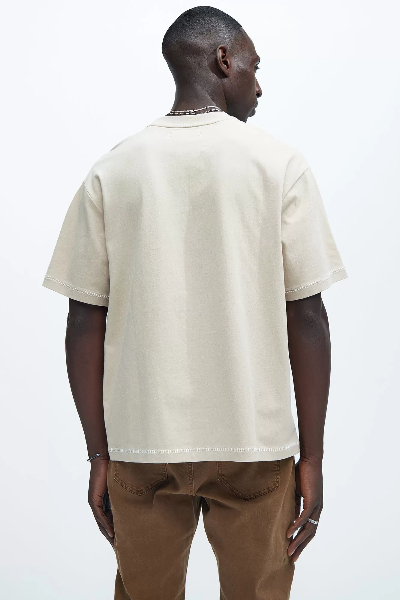 Jacob Stitch Relaxed Tee - Tan