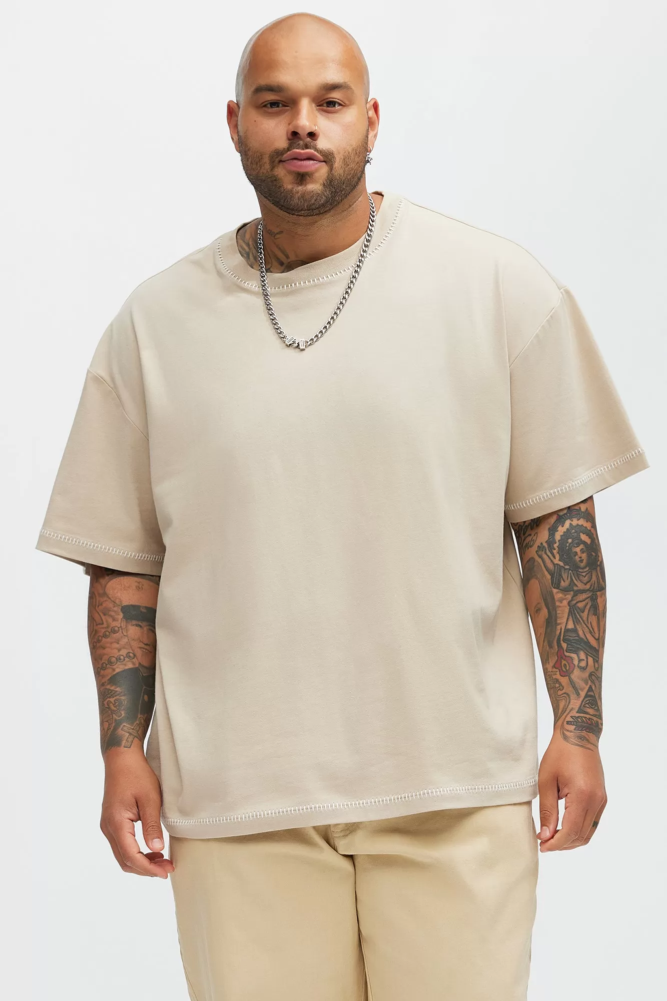 Jacob Stitch Relaxed Tee - Tan