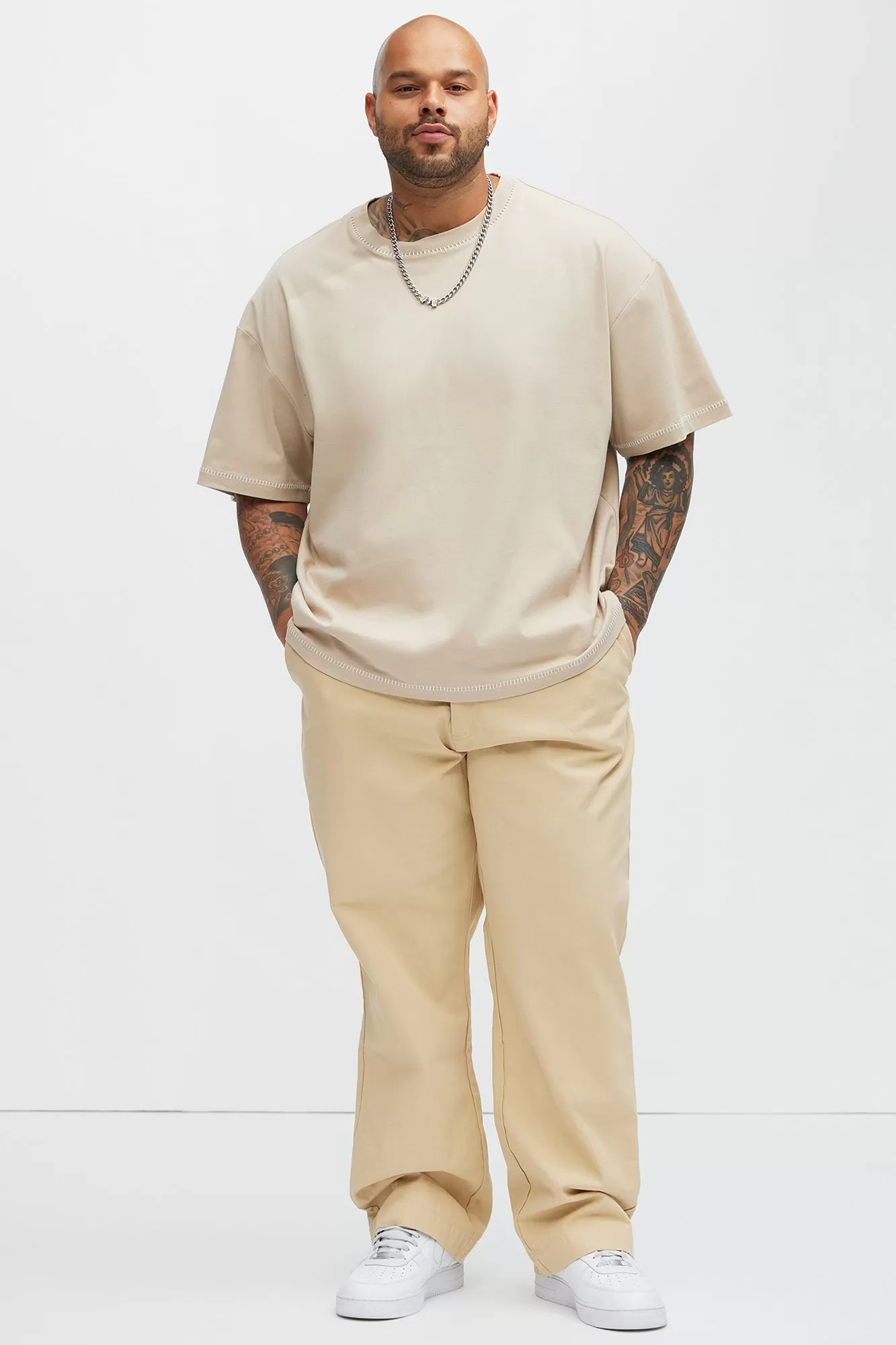 Jacob Stitch Relaxed Tee - Tan