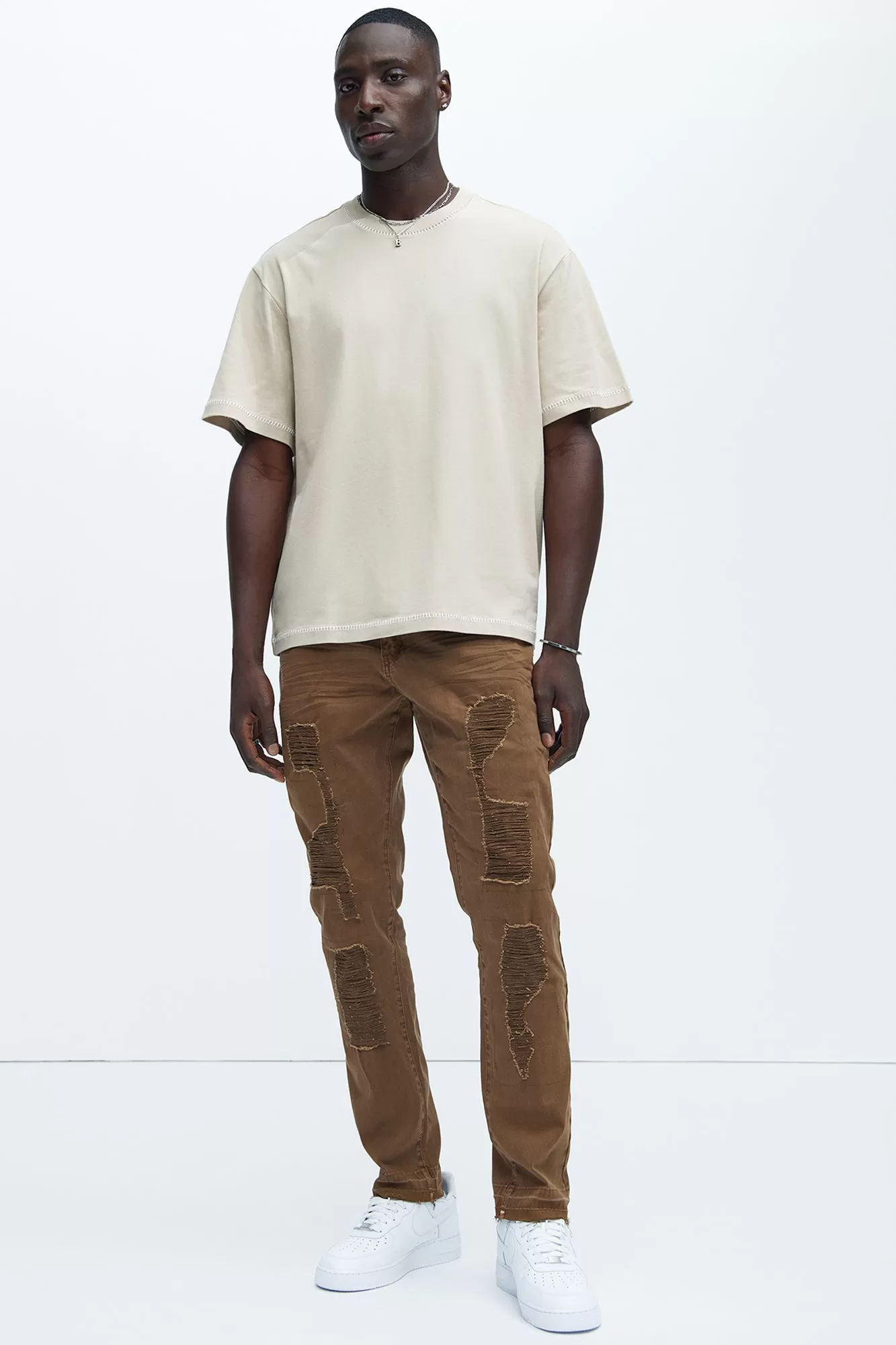 Jacob Stitch Relaxed Tee - Tan