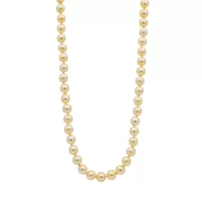 Ladies Vintage Natural Pearl Beads Cocktail Chain Necklace With 14K Yellow Gold