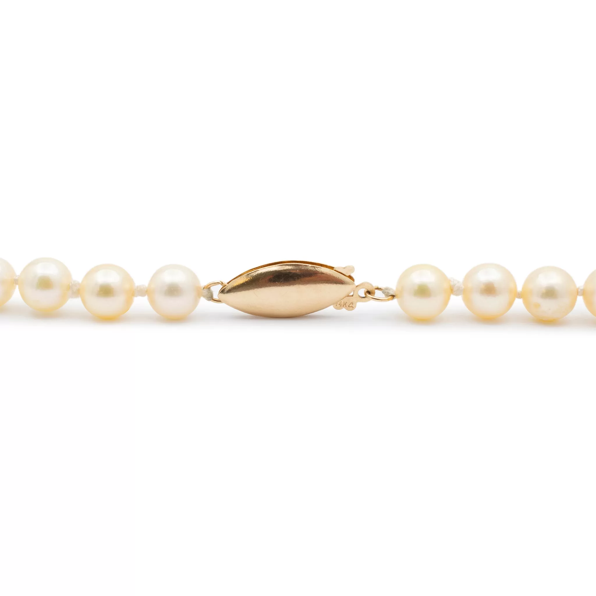 Ladies Vintage Natural Pearl Beads Cocktail Chain Necklace With 14K Yellow Gold