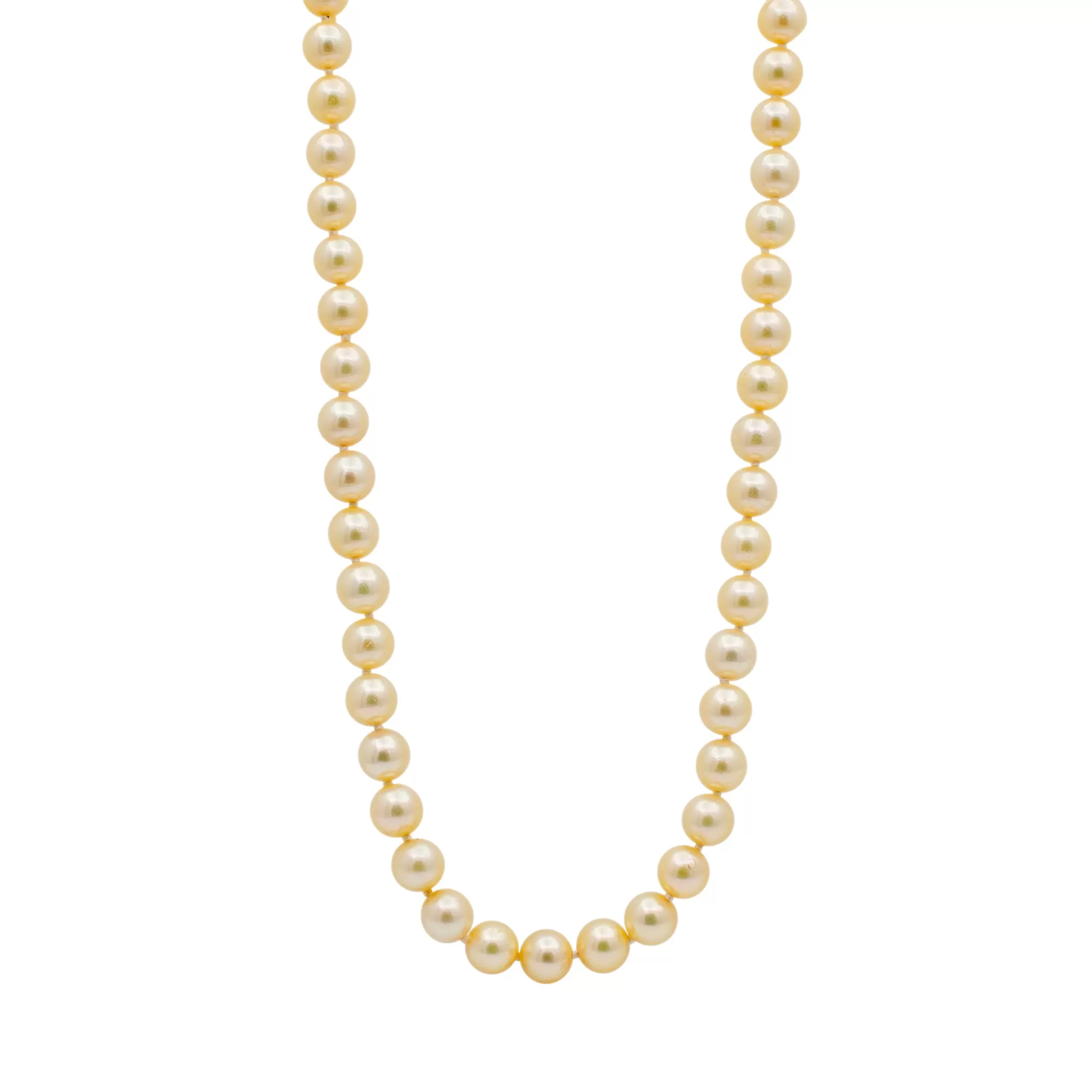 Ladies Vintage Natural Pearl Beads Cocktail Chain Necklace With 14K Yellow Gold