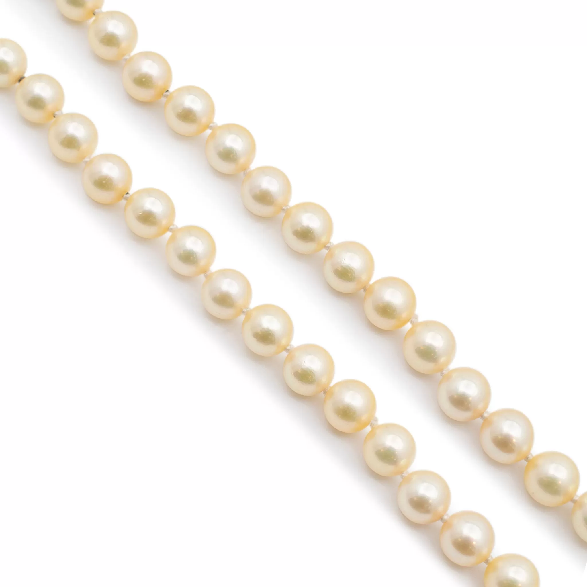 Ladies Vintage Natural Pearl Beads Cocktail Chain Necklace With 14K Yellow Gold