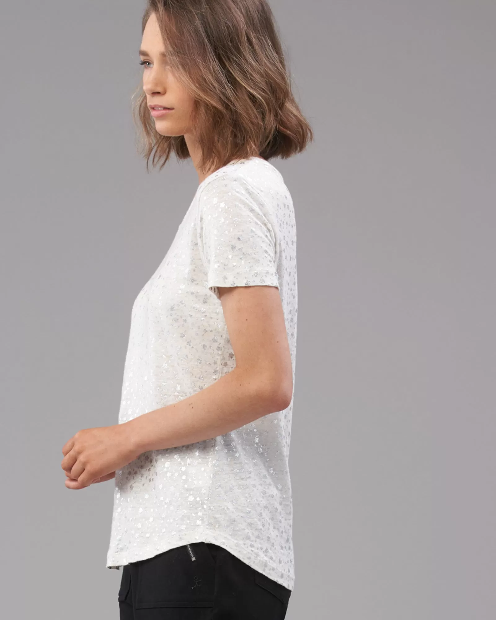 LINEN BLOSSUM FOIL PRINT TEE