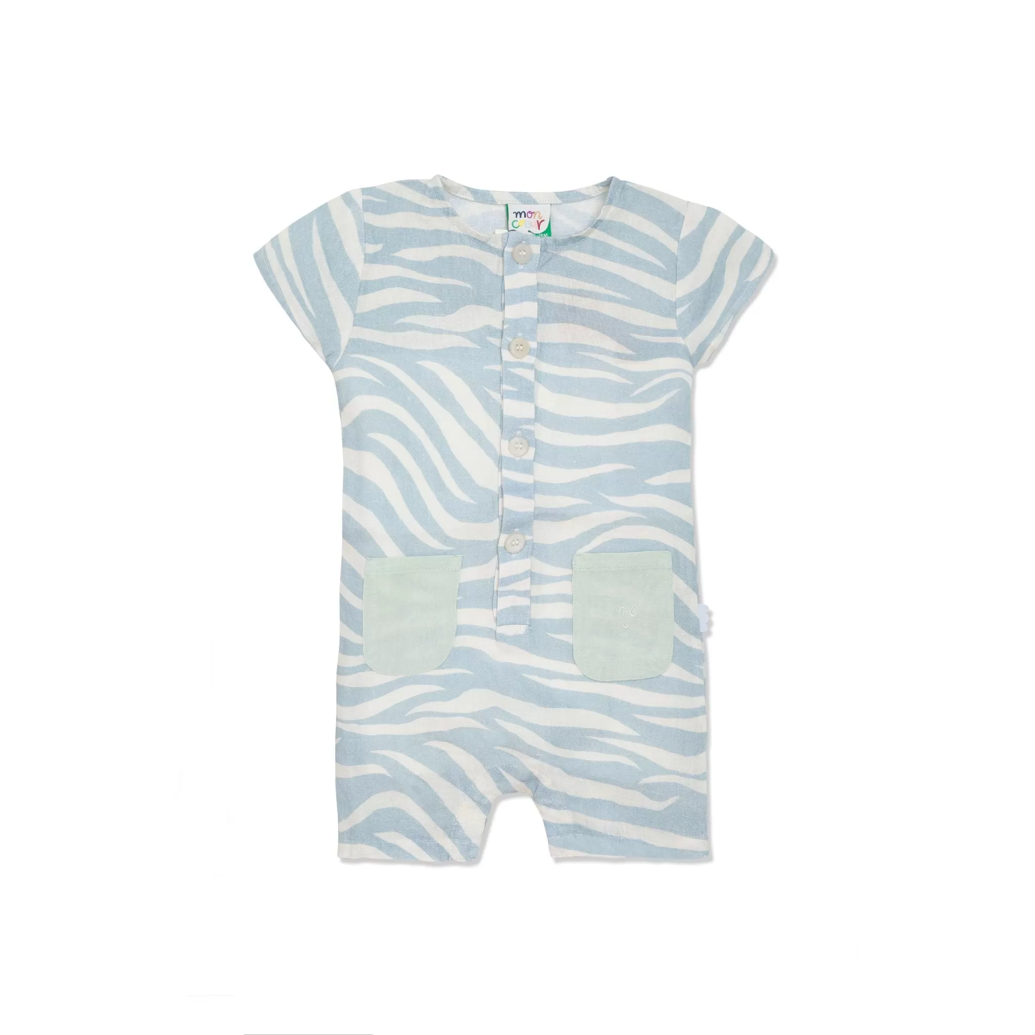 Linen Striped Misty Rose Baby Romper