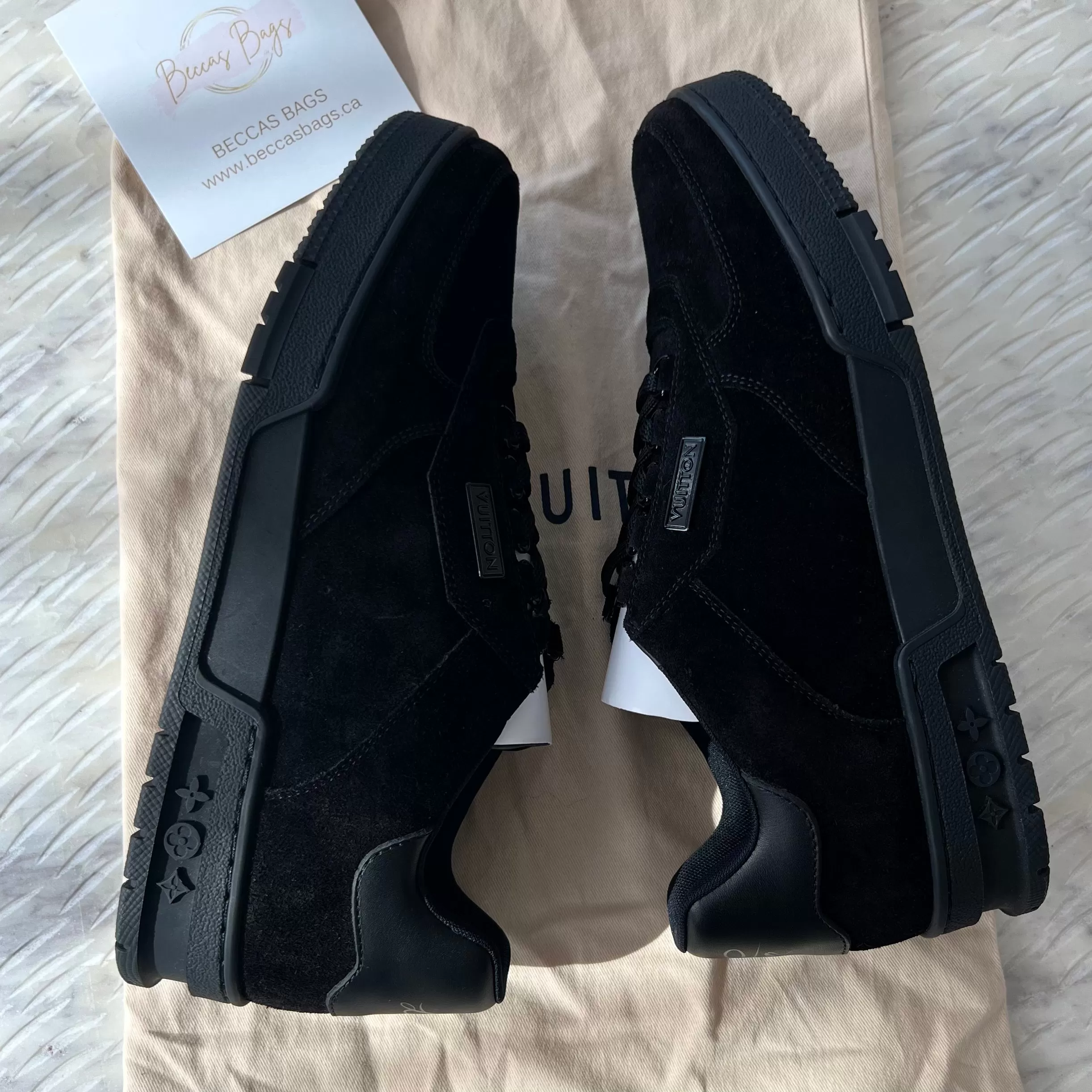 Louis Vuitton Sneaker Heavy Black Suede Leather Trim Lace Up Sneakers