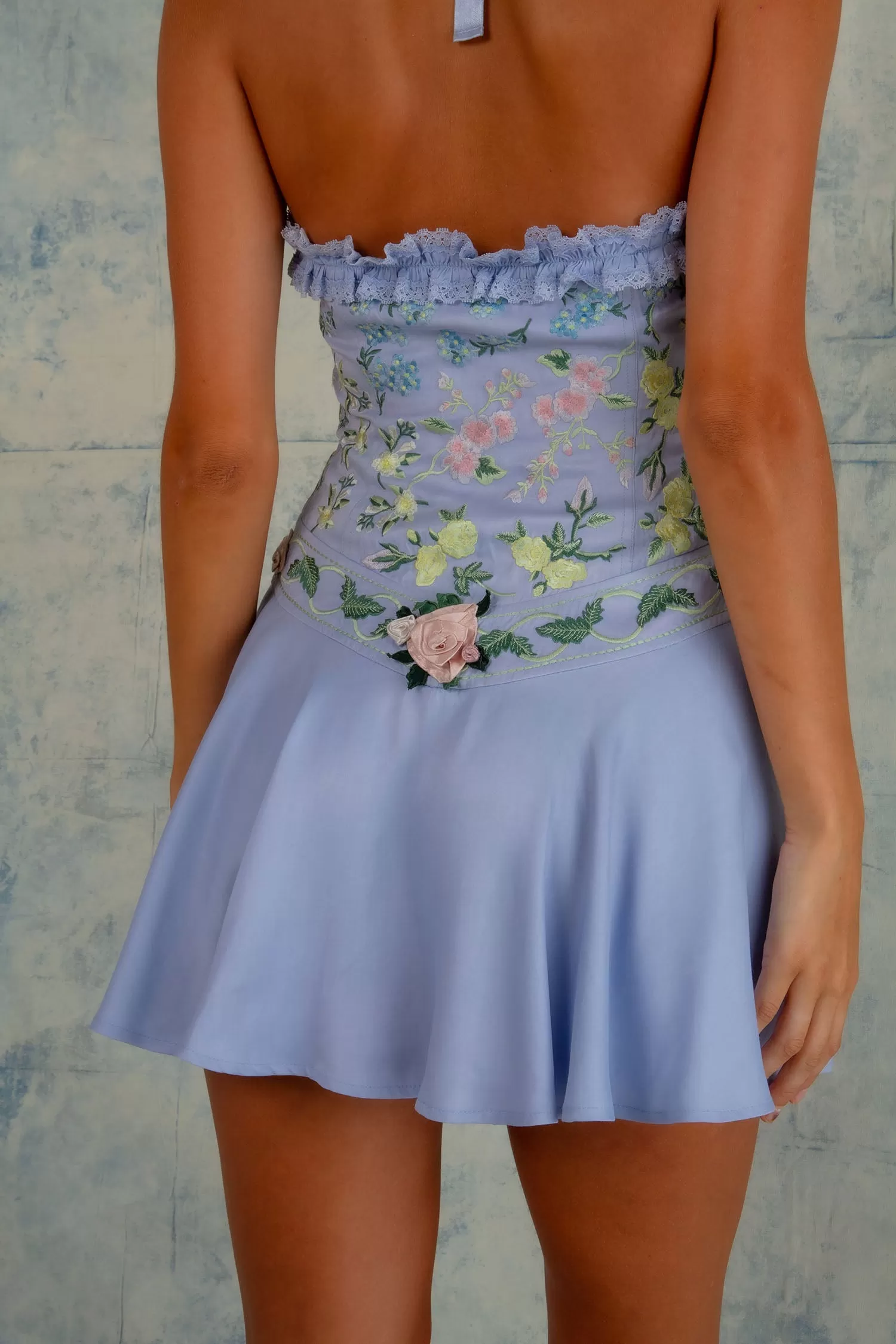 Meadow Halter Mini Dress - Periwinkle