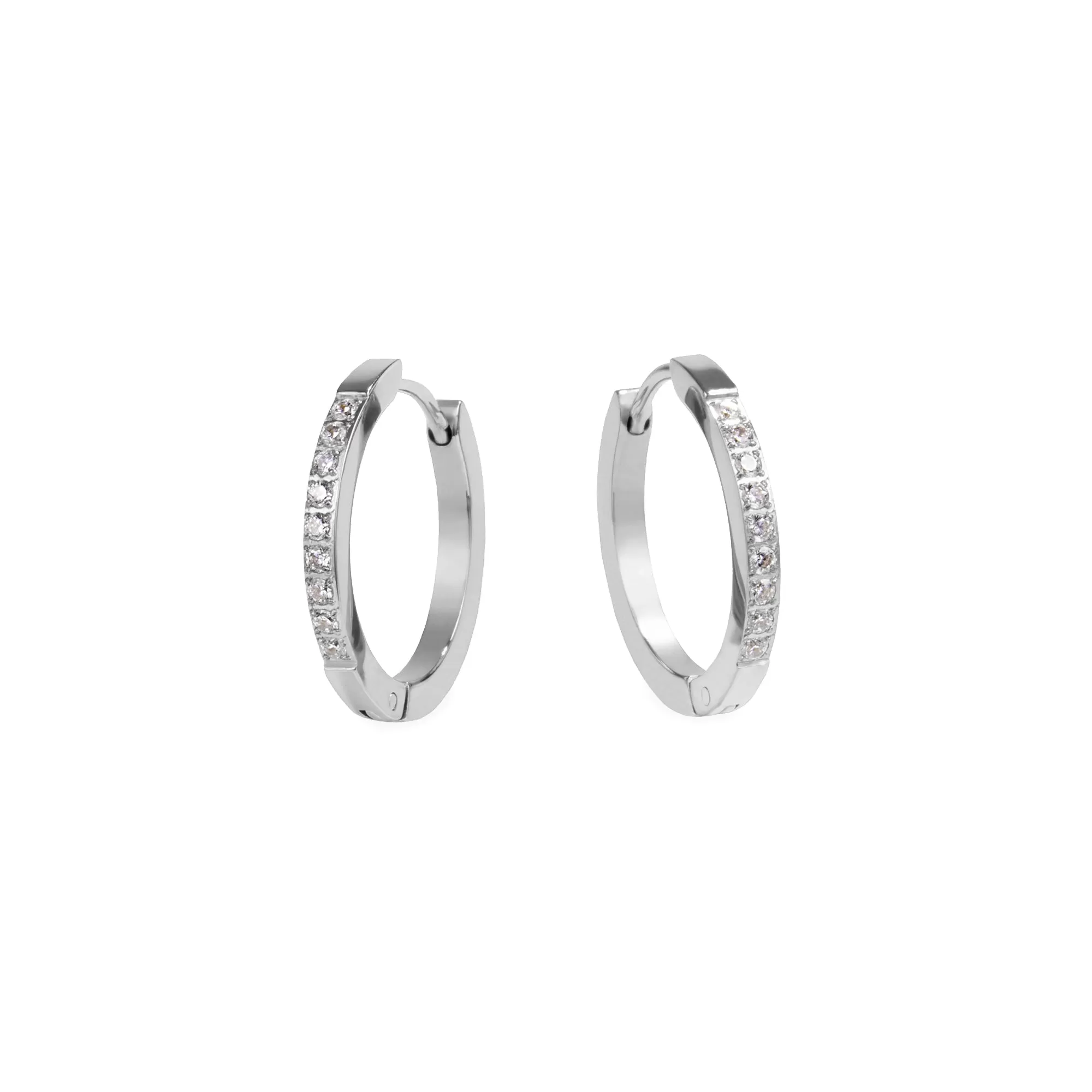 Medium half eternity huggie earrings