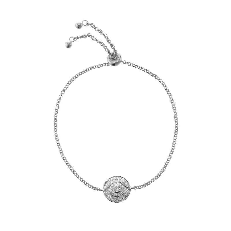 Melrose CZ Pavé Evil Eye Bolo Bracelet