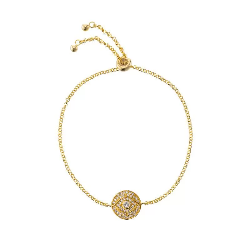 Melrose CZ Pavé Evil Eye Bolo Bracelet