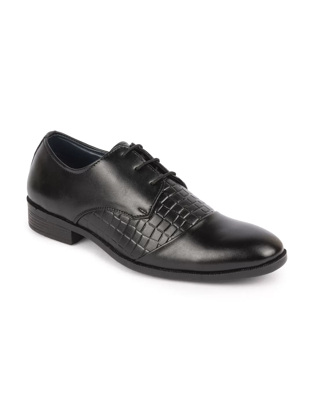 Men Black Party Formal Office Comfort Embossed Design Lace Up Shoes