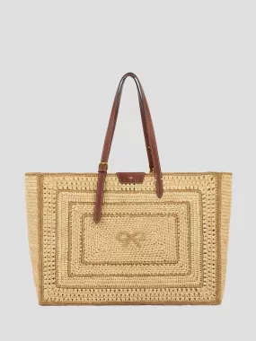 Natural Raffia E/W Bow Tote