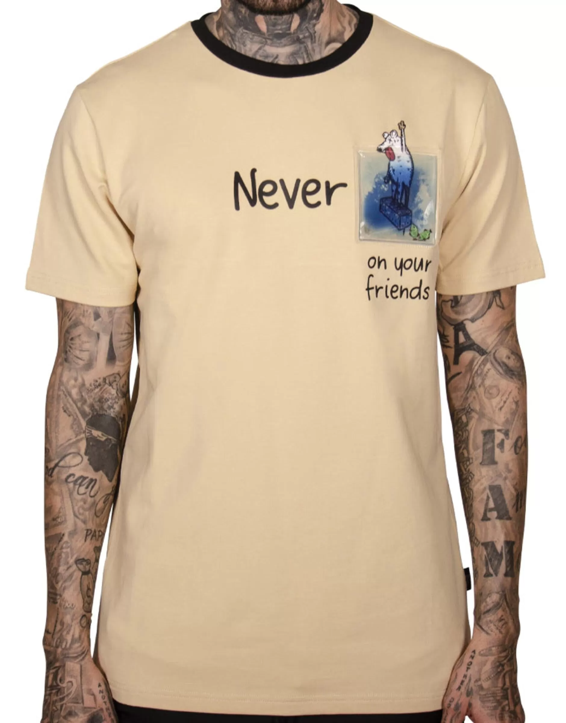 Never Rat Swim With The Fishes Pocket Tee (Chardonnay Khaki) /D17