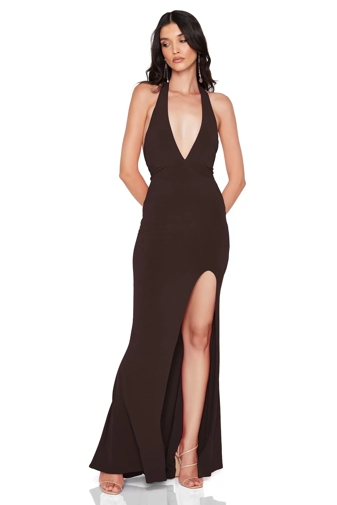 Nookie Illegal Side Split Gown - Chocolate