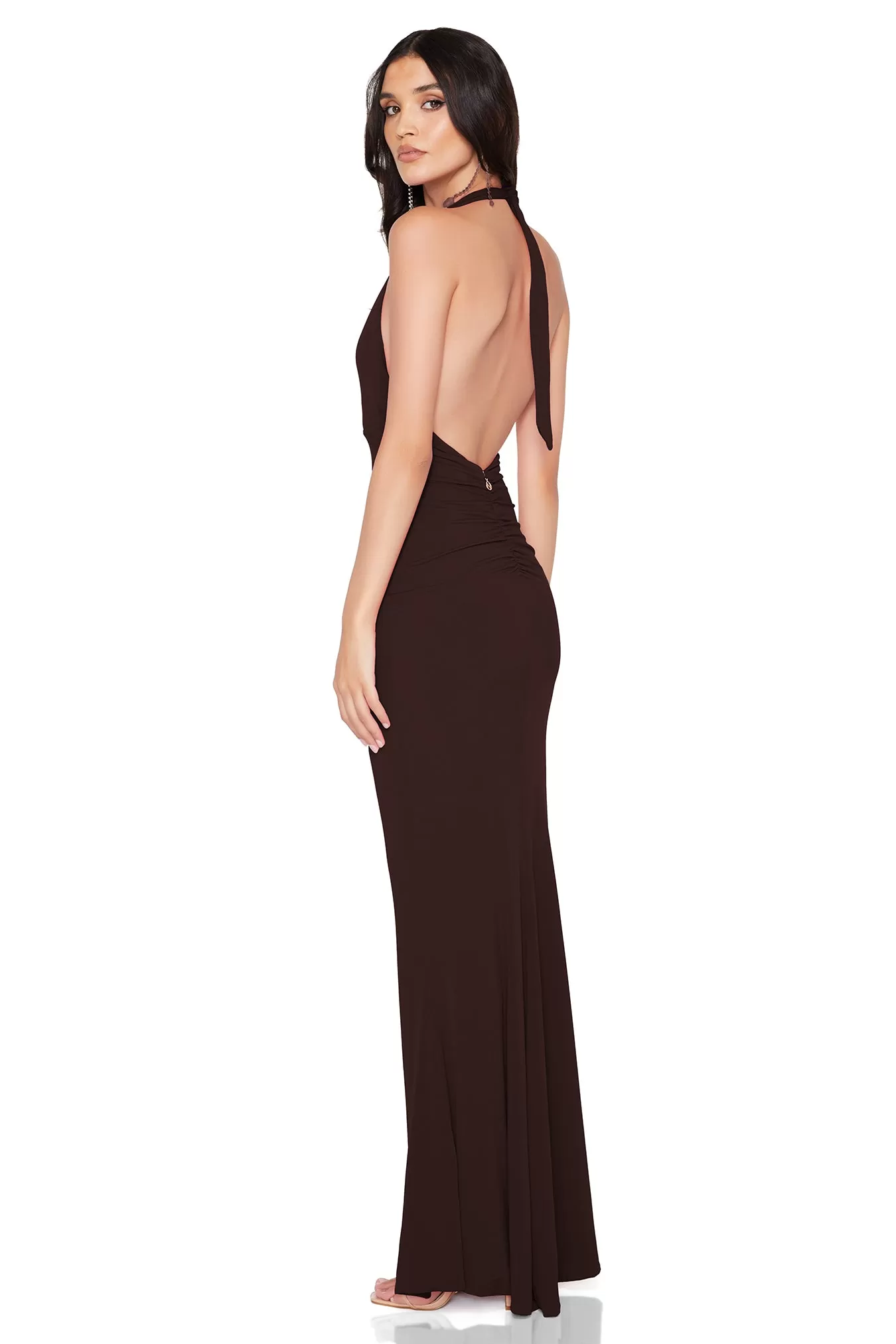 Nookie Illegal Side Split Gown - Chocolate