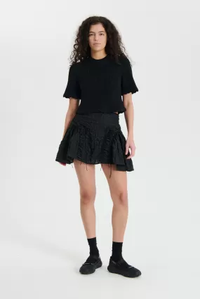 ODA | SKIRT CHECK SEERSUCKER BLACK