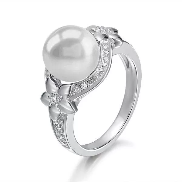 Pearl Pavé Plumeria Ring