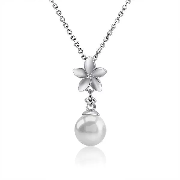 Pearl Plumeria Pendant