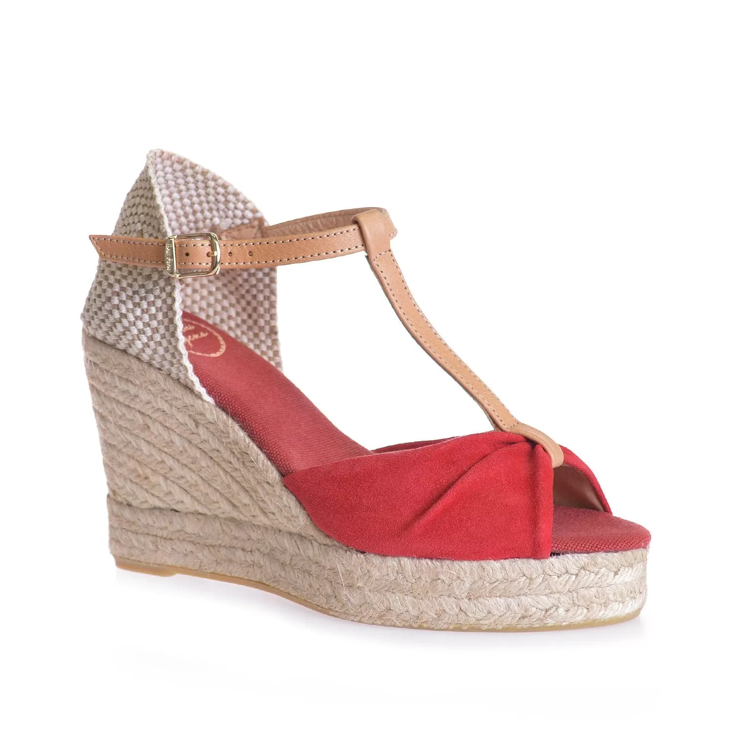 Plain Suede Leather Wedge Espadrille for Women - Cala-A