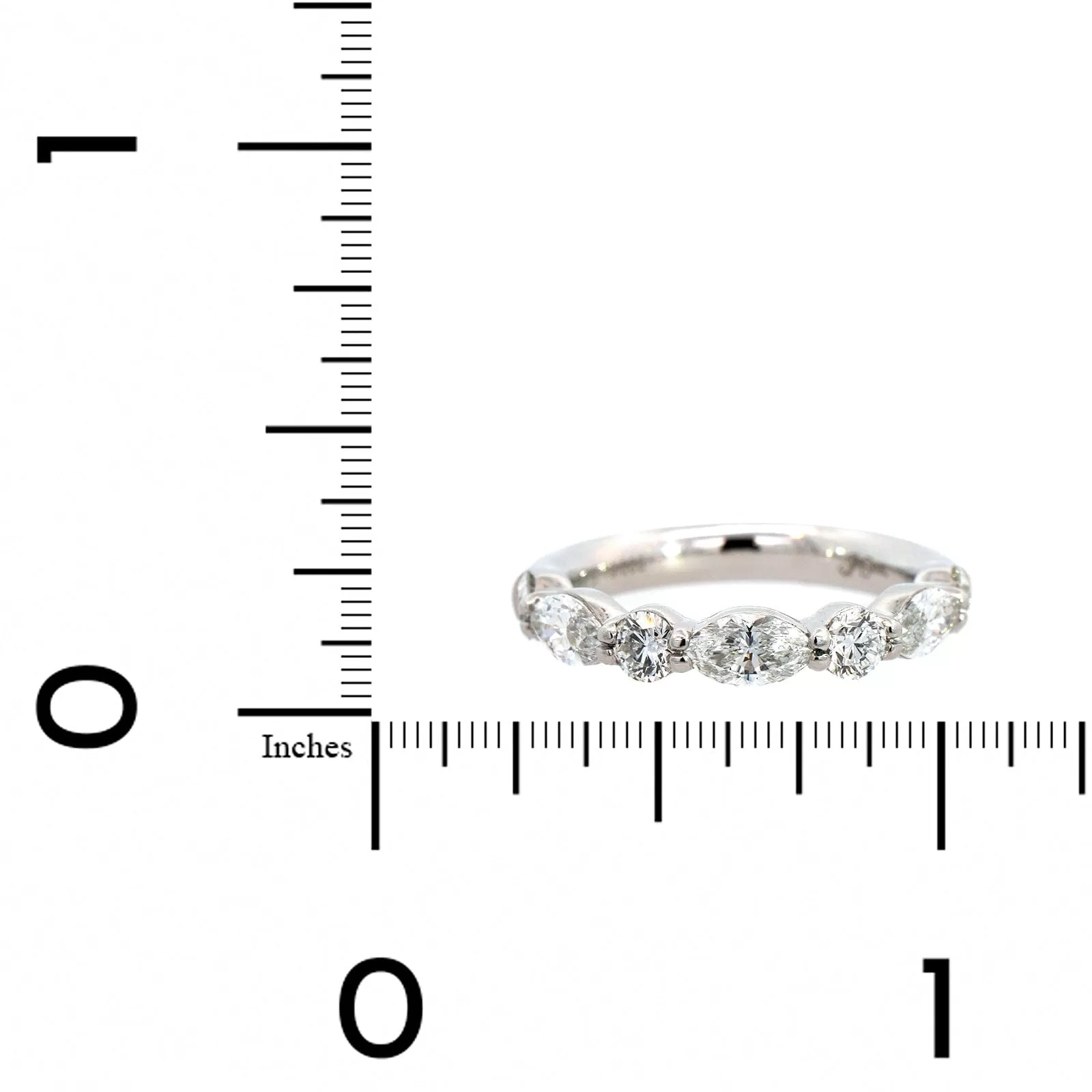 Platinum Shared Prong Alternating Round & Marquise Diamond Band