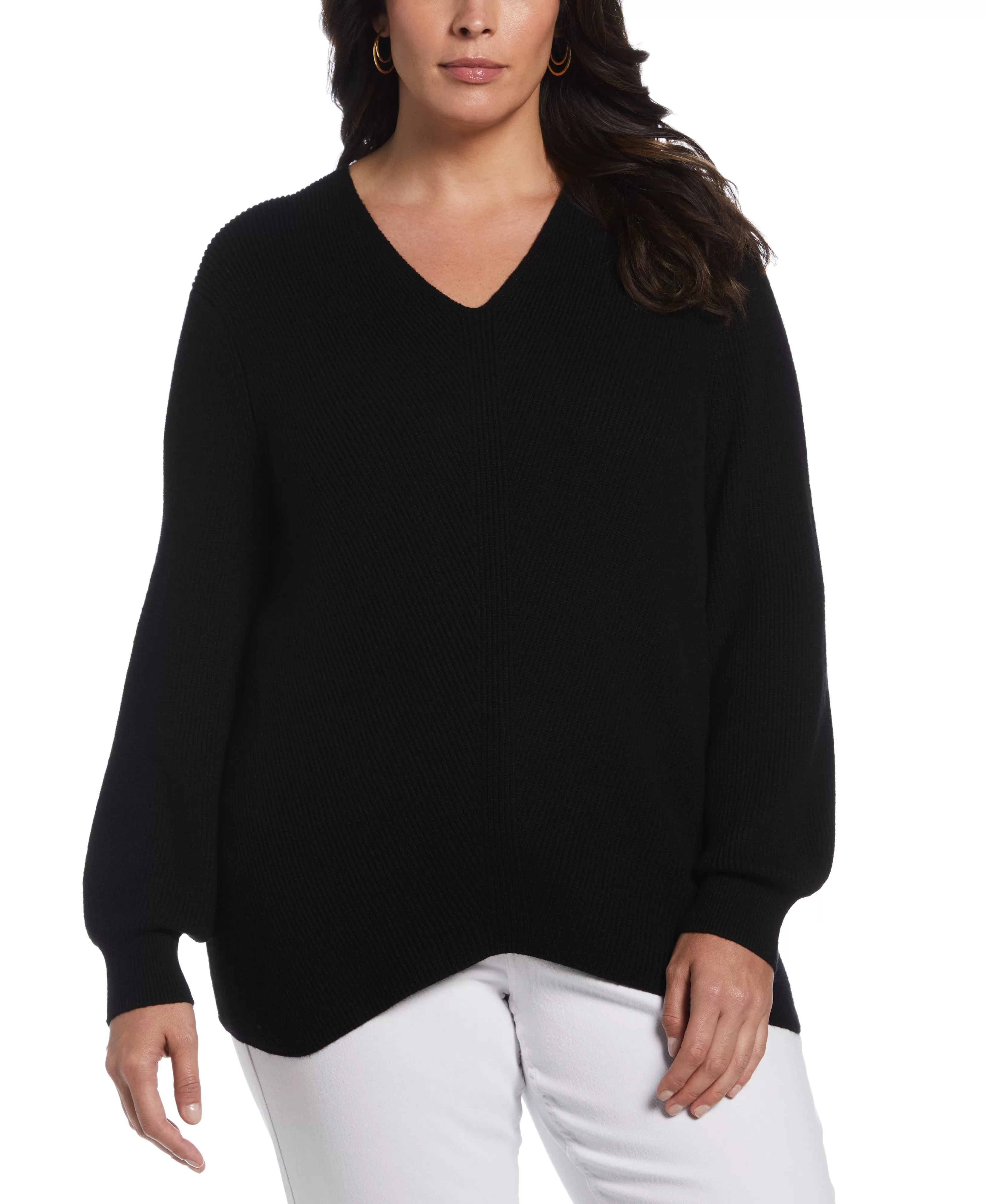 Plus Size Essential Ribbed V-Neck Sweater