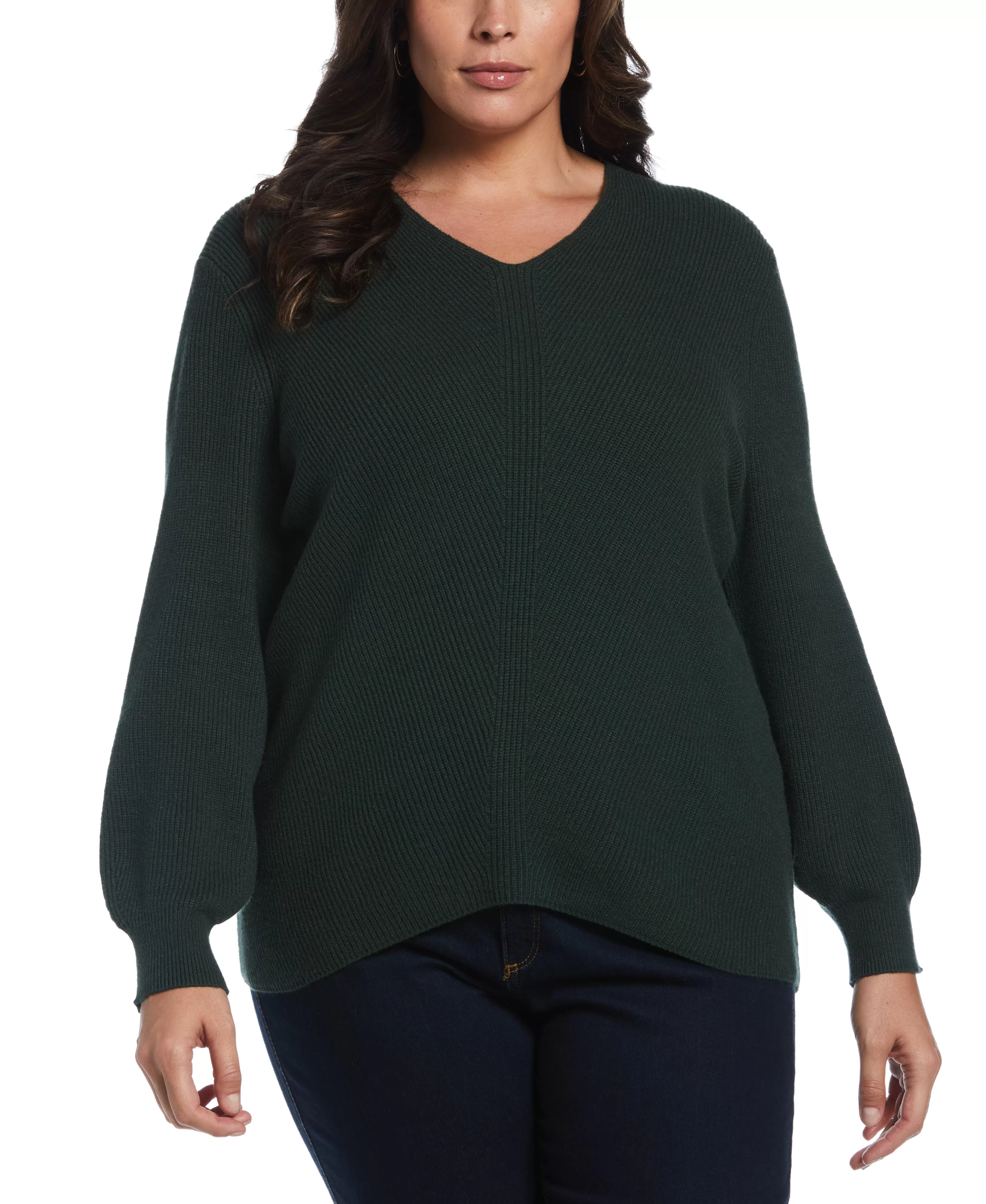 Plus Size Essential Ribbed V-Neck Sweater