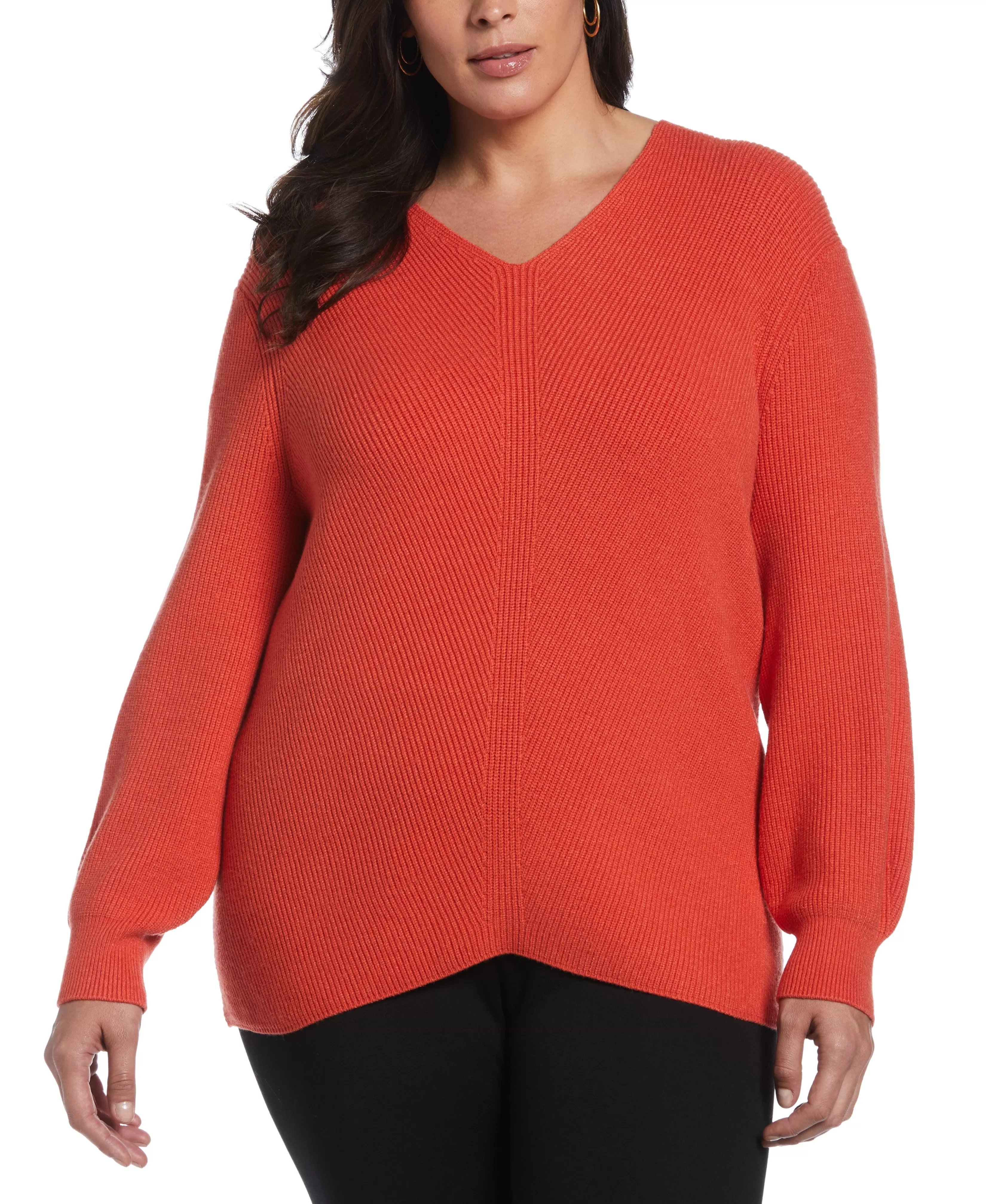 Plus Size Essential Ribbed V-Neck Sweater