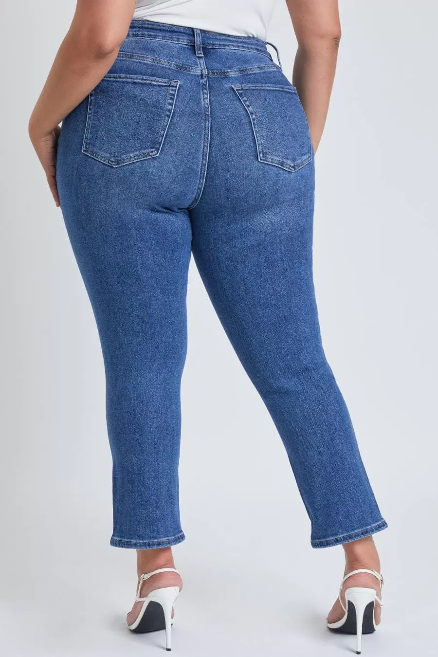 Plus Size Women's Dream Slim Straight Ankle Jeans With Hem Destruction