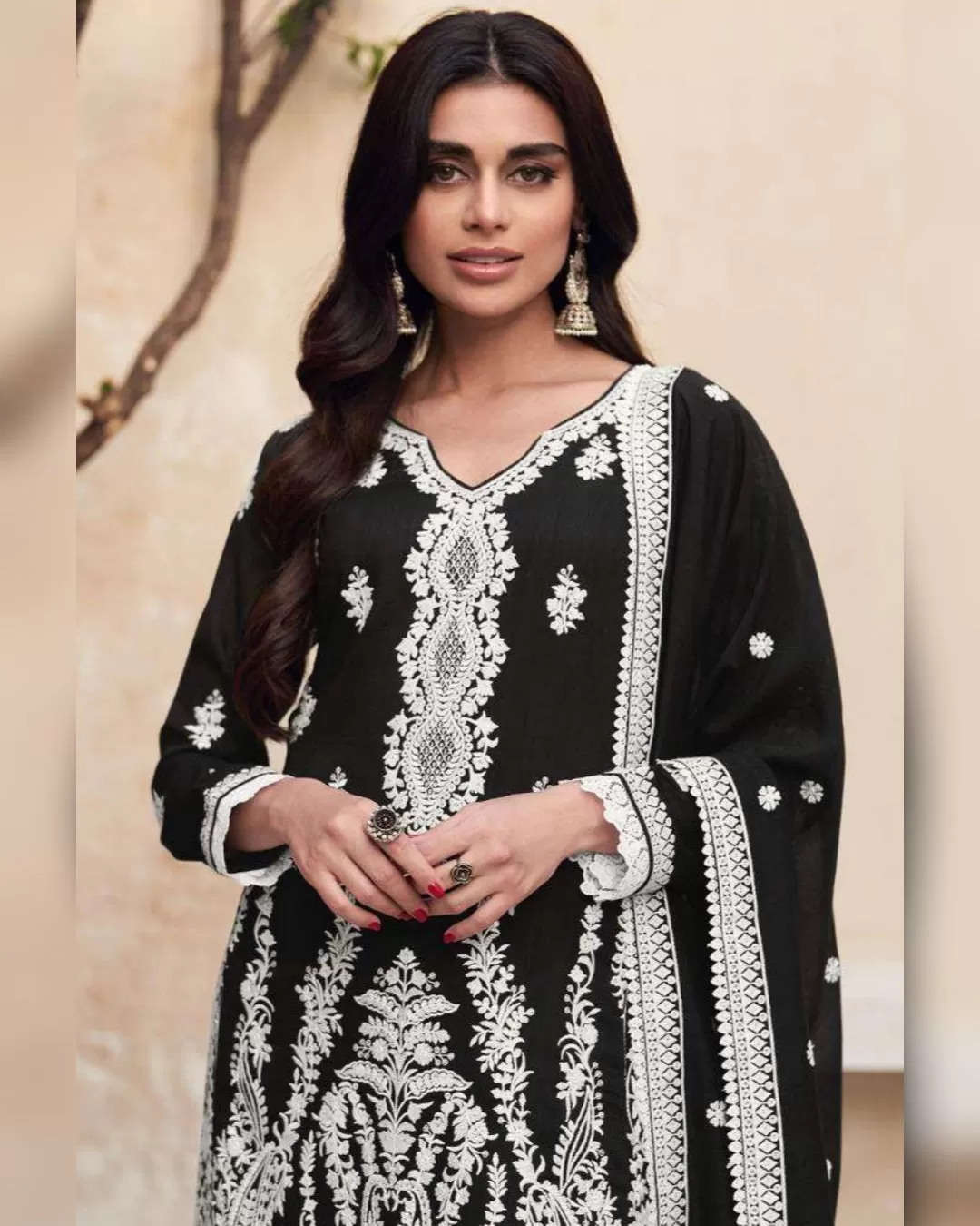 Premium Silk Black and White Salwar Suits