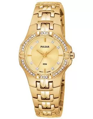 Pulsar Ladies Sport Watch  - Gold Tone with Swarovski Crystals