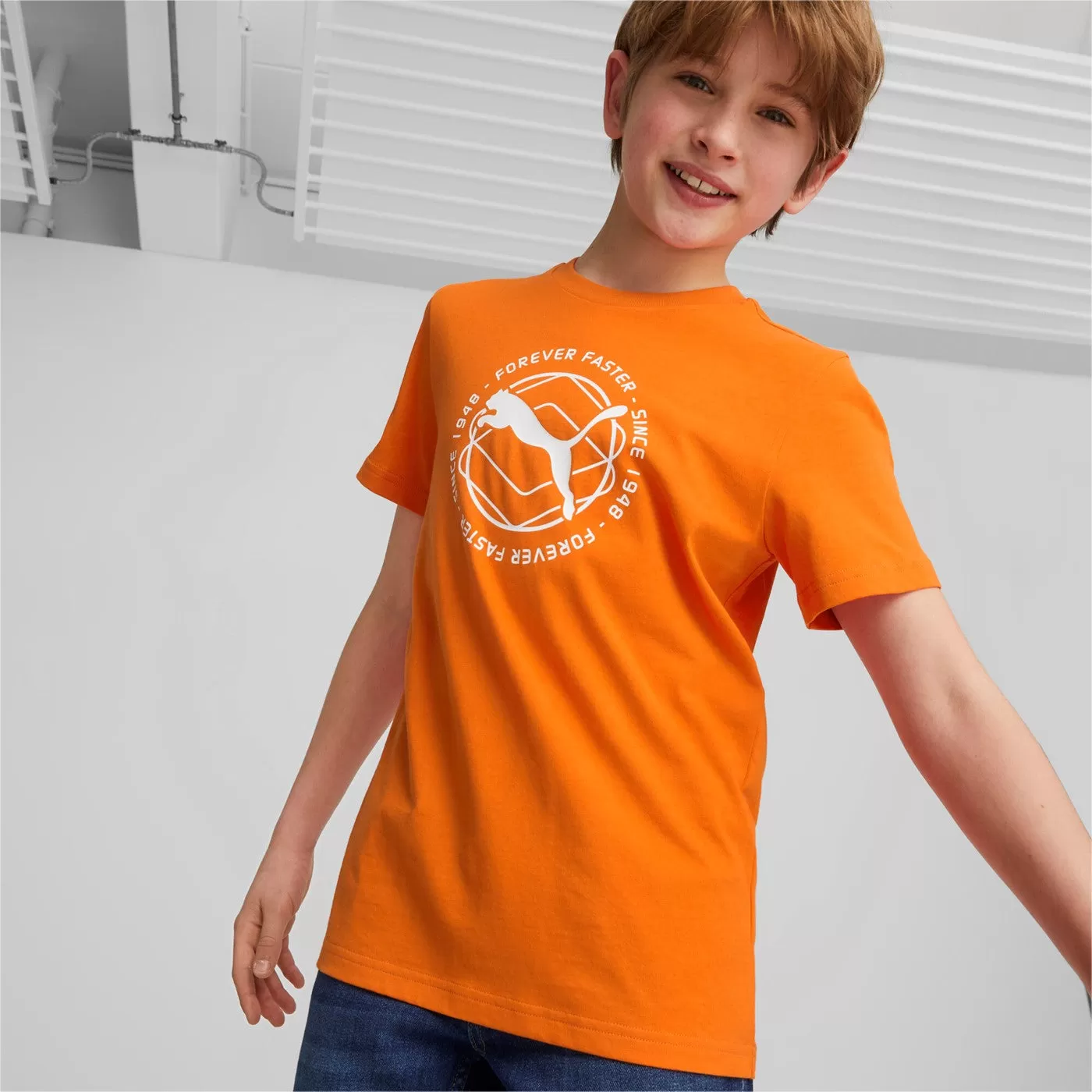 Puma Short sleeve t-shirt for boys Active Sport Graphic Tee B 673202-23 cayenne pepper