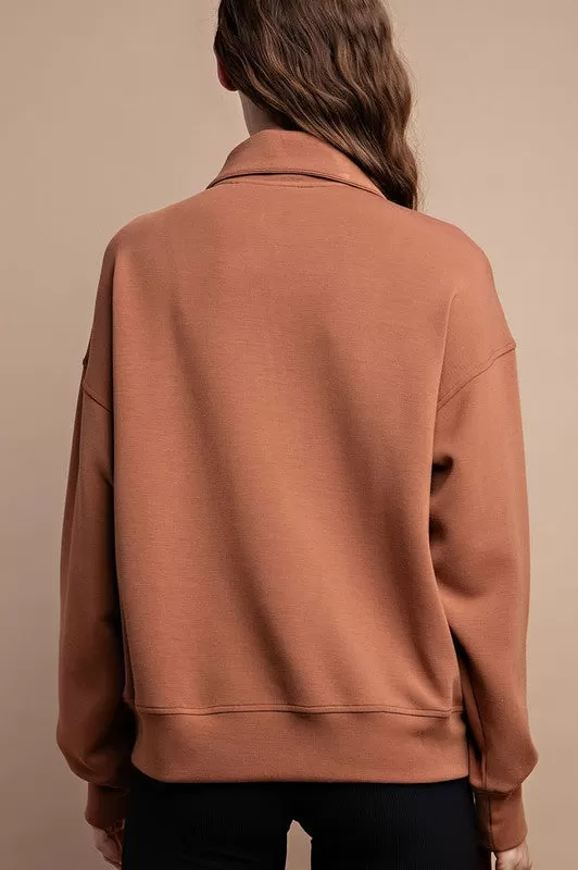 Quarter Zip Funnel Neck Pullover