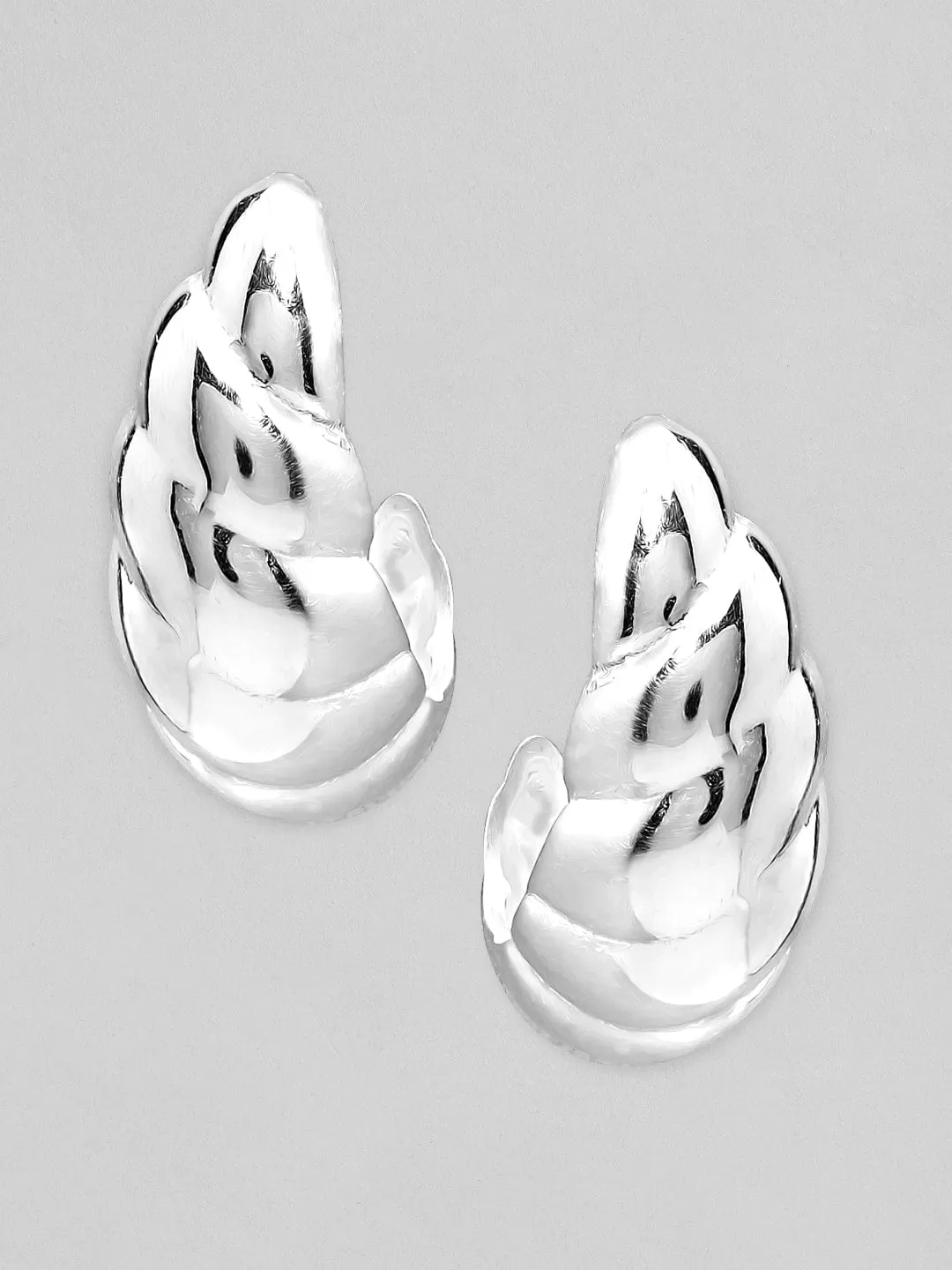 Rubans 925 Silver The Twirling Silver Beauty Hoop Earrings.