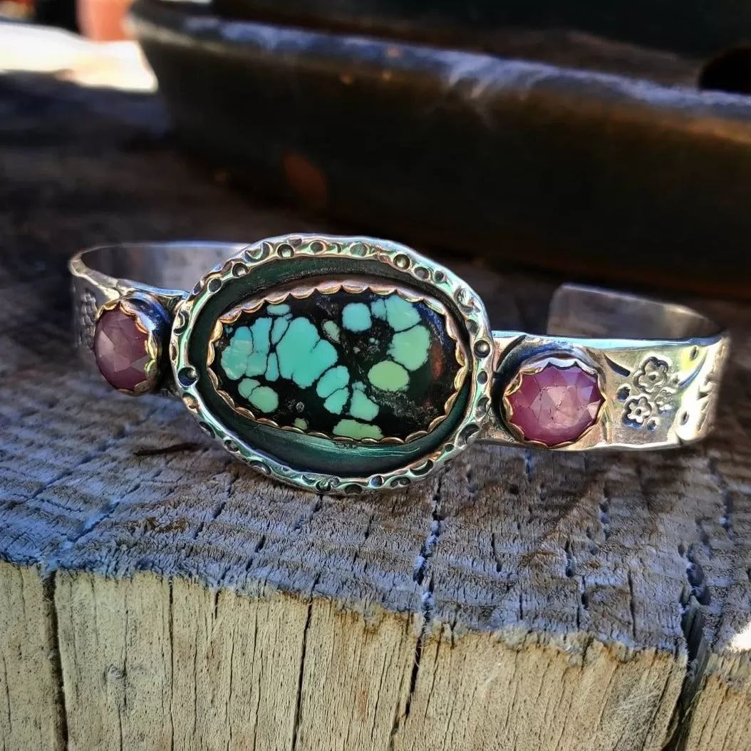 Ruby and Turquoise Cuff