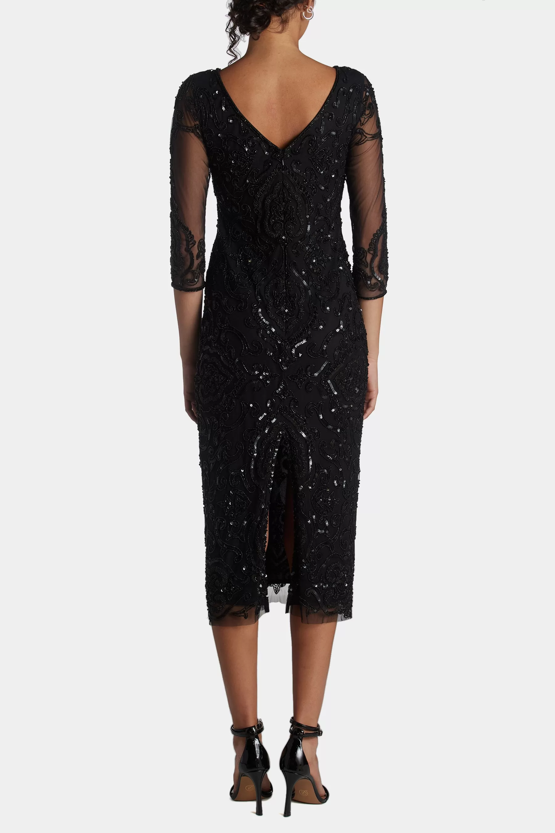 Sequin Bead Embellished Midi Dress