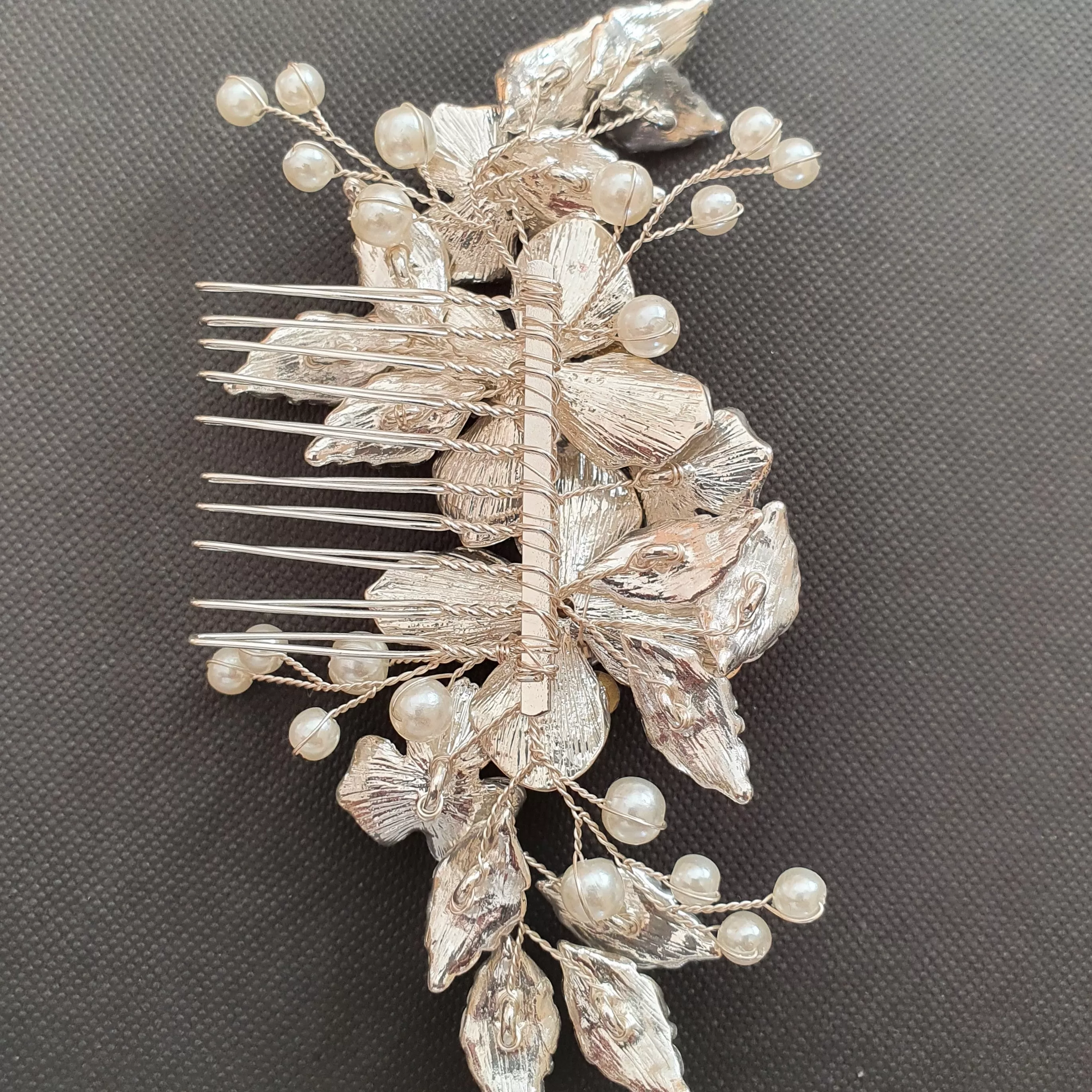 Silver Bridal Hair Comb- Azalea