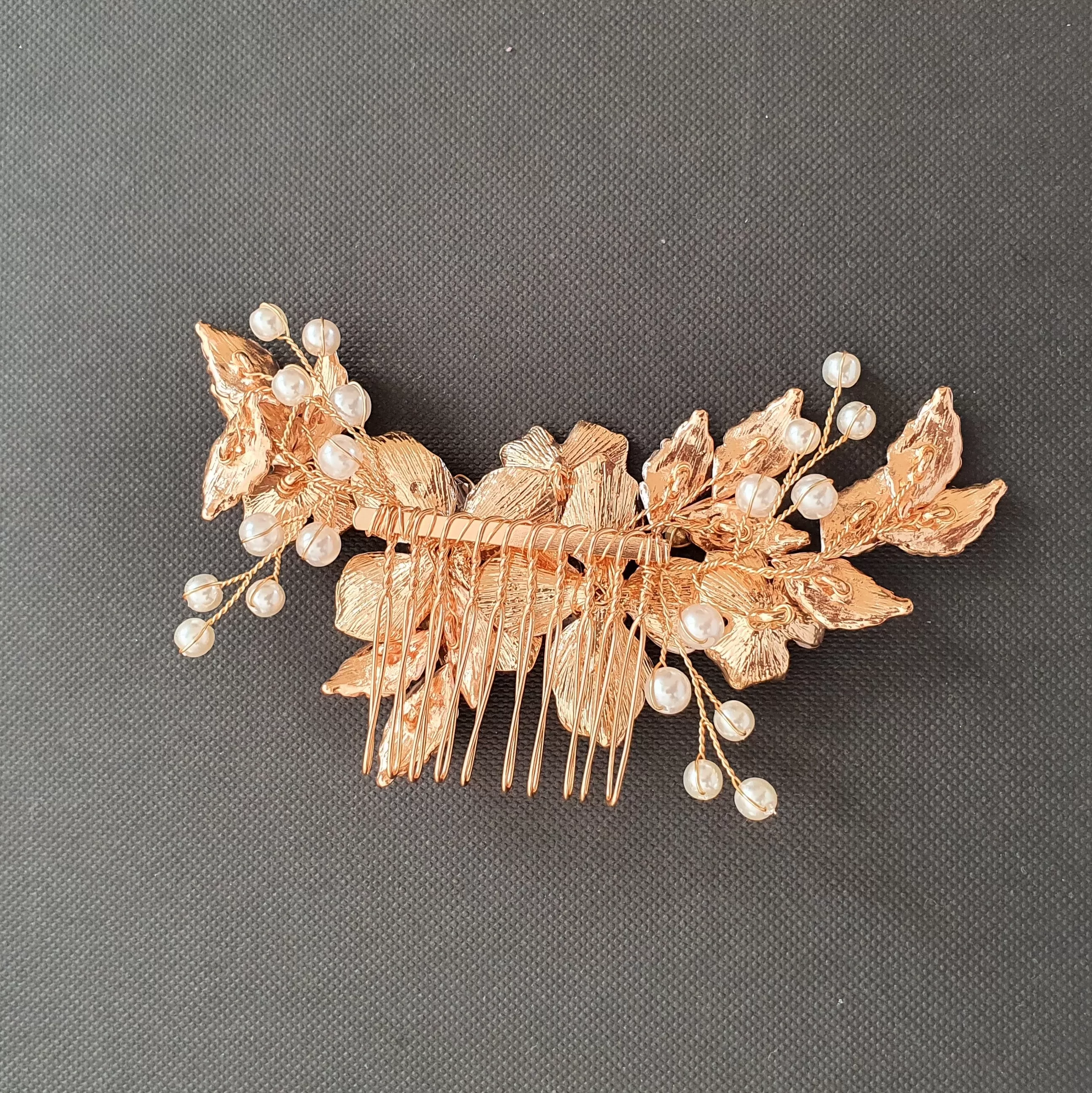 Silver Bridal Hair Comb- Azalea