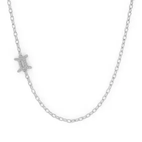 Silver Gemini Pave Zodiac Necklace